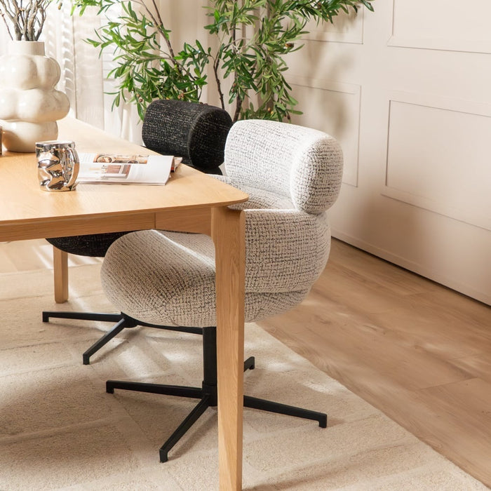 Bronx71 Eetkamerstoel Coco gemêleerde stof off white|zwart