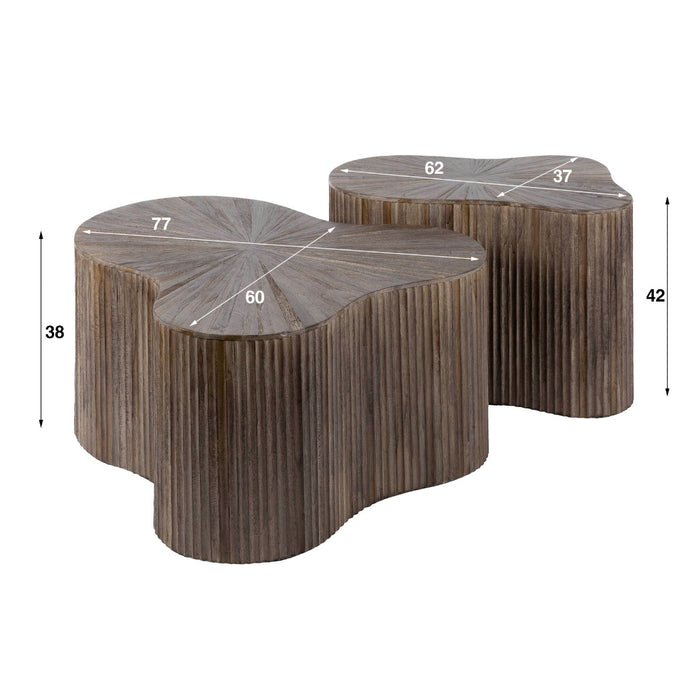 Fraaai Boone salontafel set van 2 shamrock Maya teak - bruin