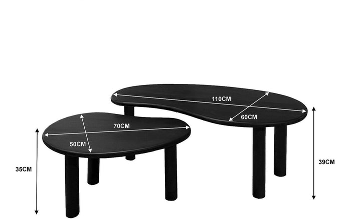 Goossens Salontafel Elan - Set van 2 in Mango zwart gelakt