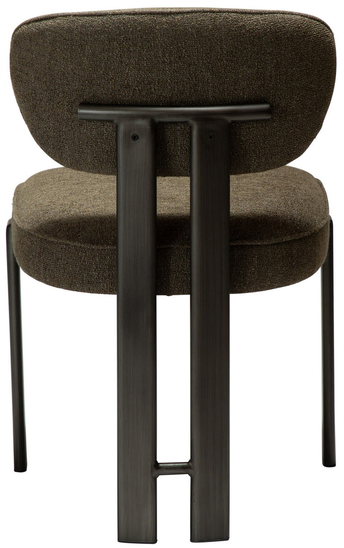 Dan-Form Duct Oljifgroen Bouclé Eetkamerstoel set van 2