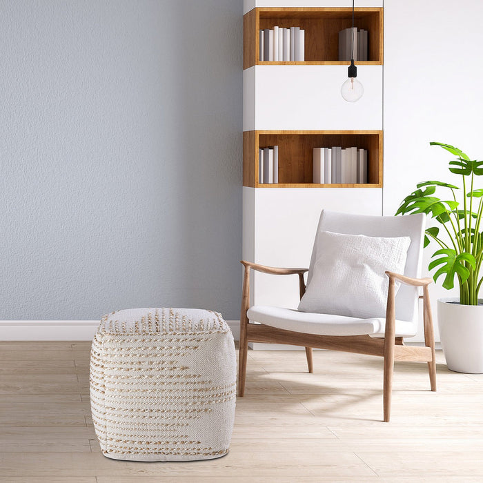 SVJ Poef Jula - 45x45x45 cm - Jute - Wit