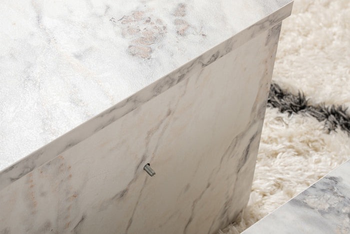 Giga Meubel - Salontafel Rond Wit Marmerlook - 90x60x30cm - Orion