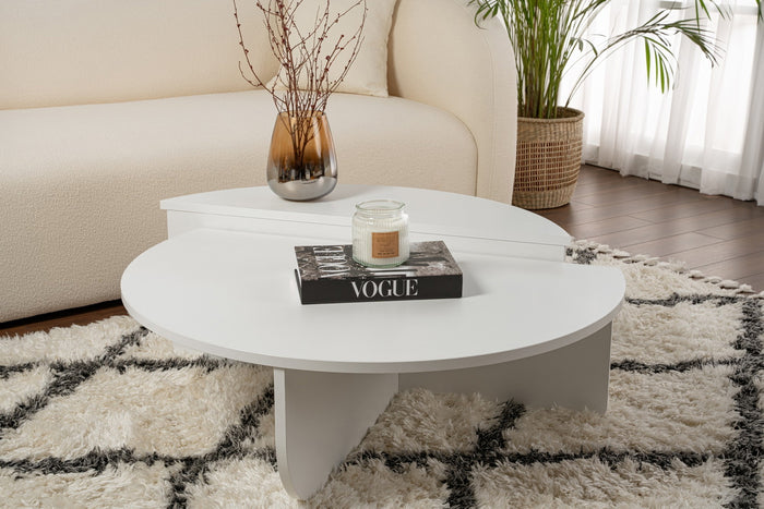 Giga Meubel - Salontafel Rond Wit - 90x60x30 - Orion