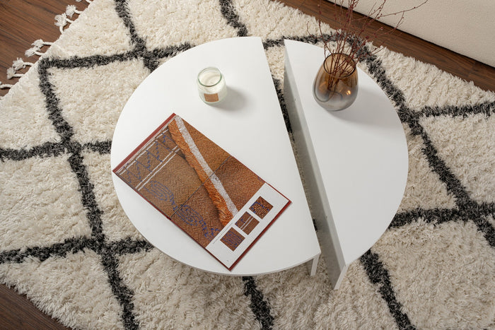 Giga Meubel - Salontafel Rond Wit - 90x60x30 - Orion