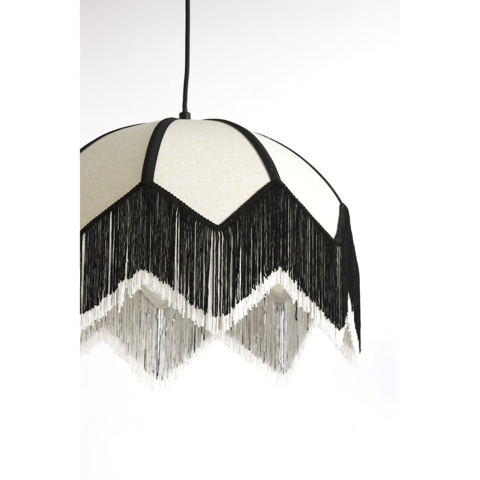 Light&living Hanglamp Ø45x32,5 cm SULINA linnen wit+zwart