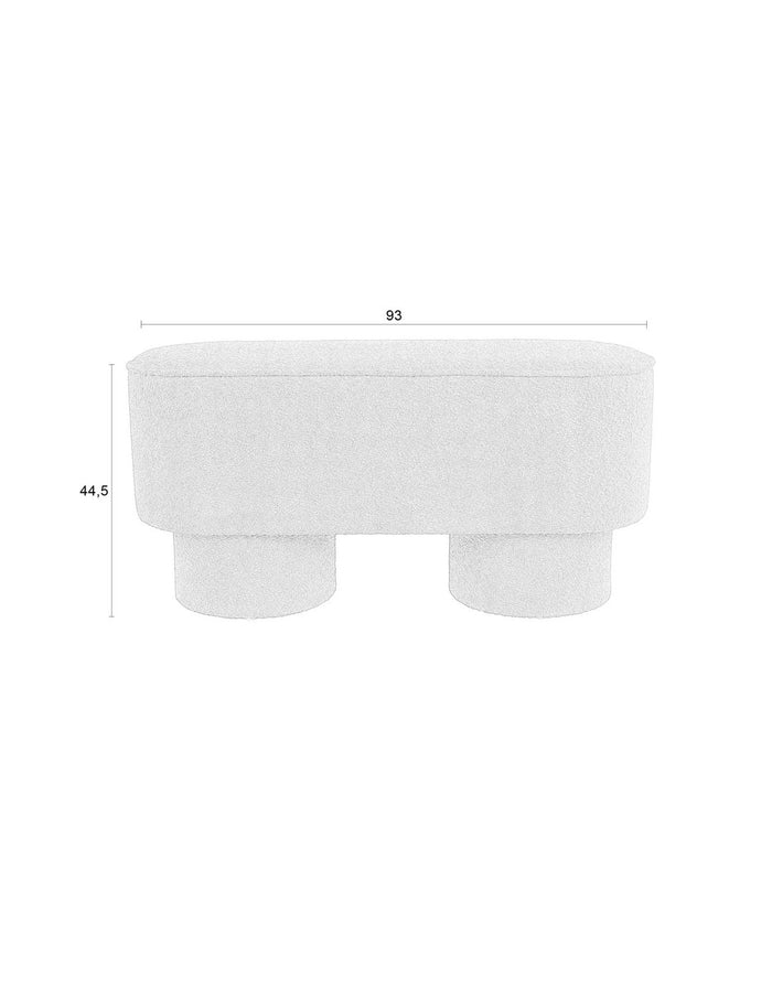 Giga Meubel - Bankje Wit Bouclé - 93x35x45cm - Halbankje - Marcos