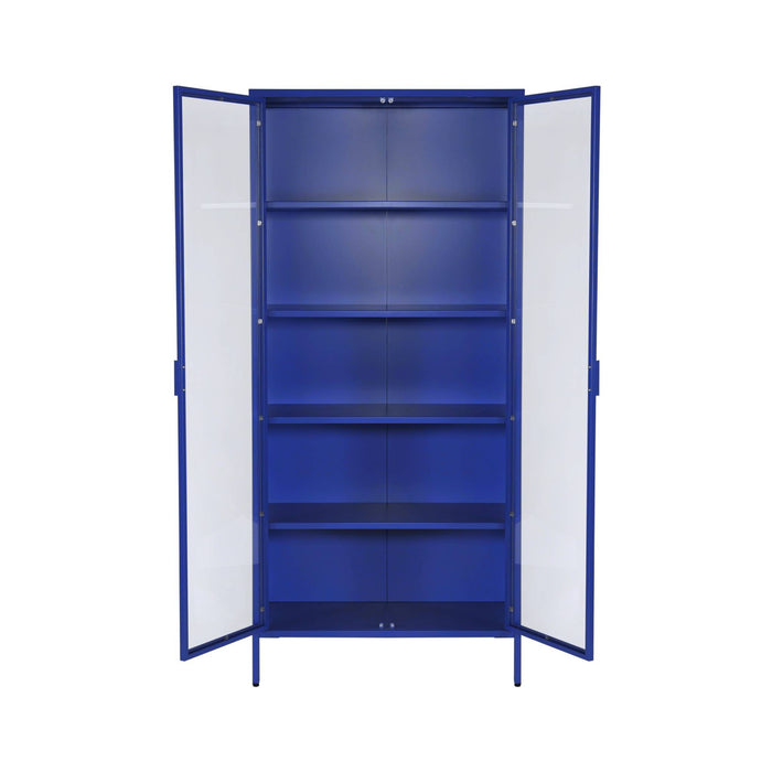 sweeek - Vitrinekast gehard glas en staal 2 deuren 180cm