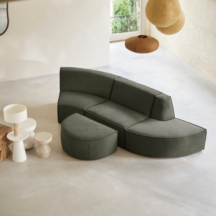 Tikamoon - Dario modulaire 4-zitsbank van groene stof