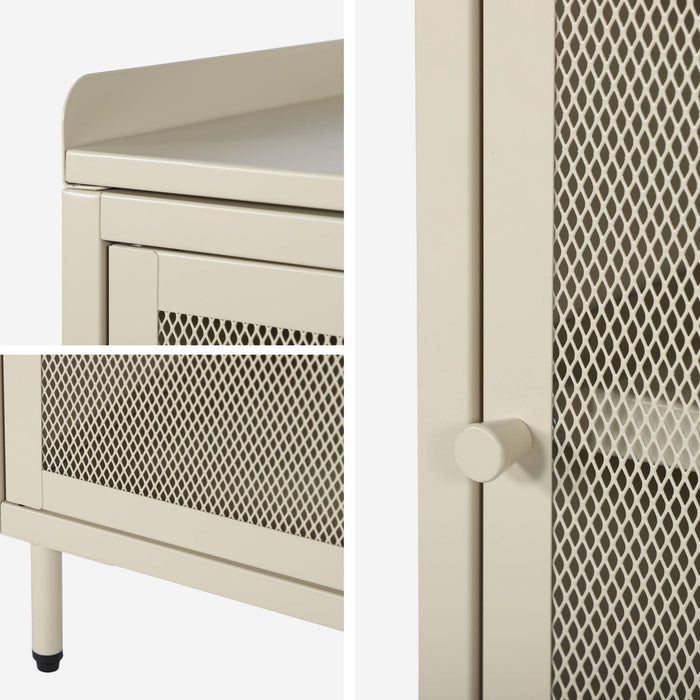 sweeek - Nachtkastjes met 1 deur, metaal, industrieel (set van 2)