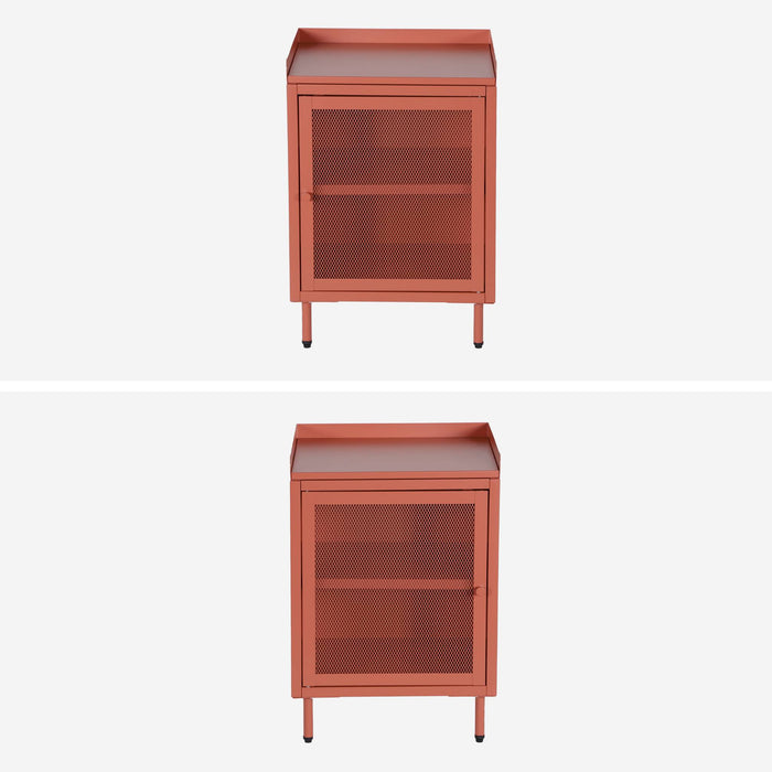 sweeek - Nachtkastjes met 1 deur, metaal, industrieel (set van 2)