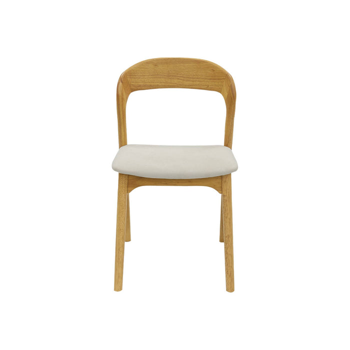 sweeek - Vintage stoelen van rubberhout en stof (set van 2)