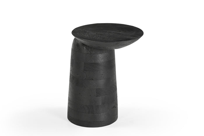 Giga Meubel - Bijzettafel Zwart Mangohout - Ø43x34x45cm - Ebbe