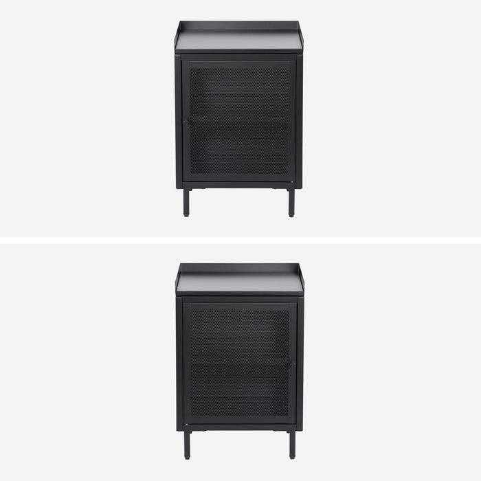 sweeek - Nachtkastjes met 1 deur, metaal, industrieel (set van 2)