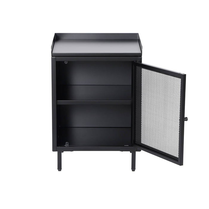 sweeek - Nachtkastjes met 1 deur, metaal, industrieel (set van 2)