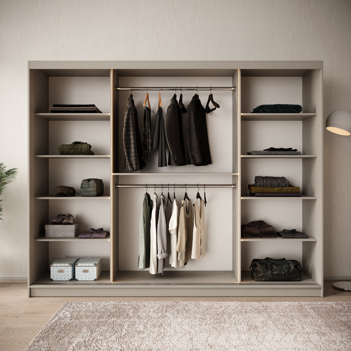 Meubella - Kledingkast Bunaro - Beige - 250 cm