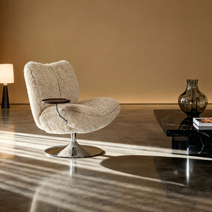 DÉJA Living - Draaifauteuil Taupe|Chrome - Incl. Tafeltje - Morten