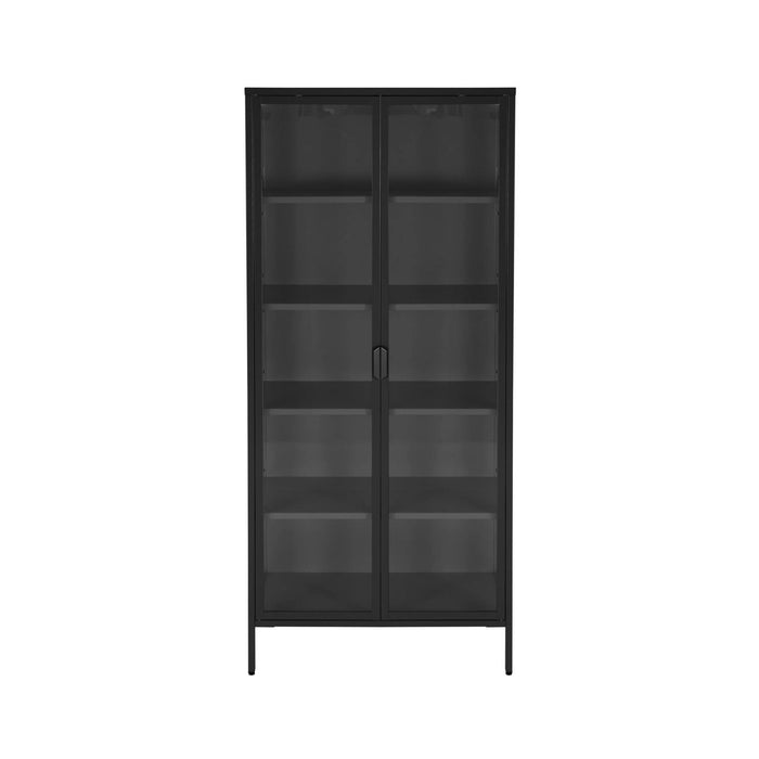 sweeek - Vitrinekast gehard glas en staal 2 deuren 180cm