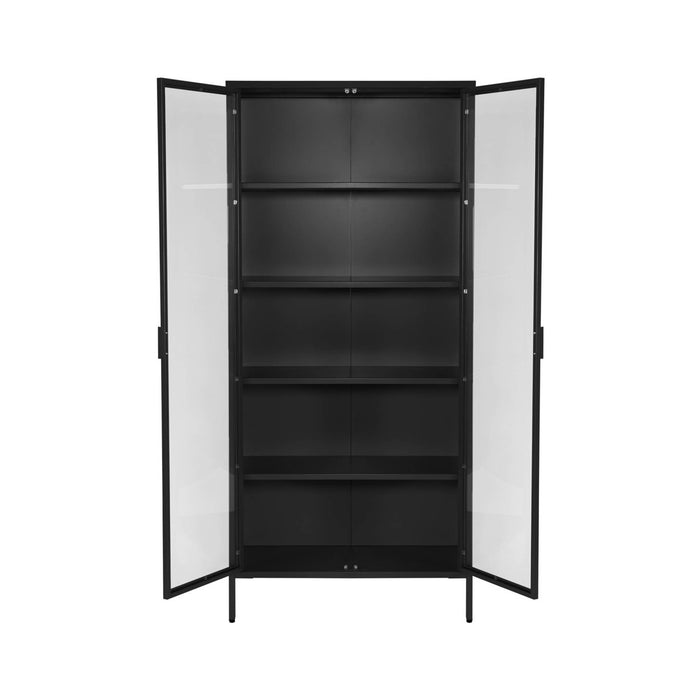 sweeek - Vitrinekast gehard glas en staal 2 deuren 180cm