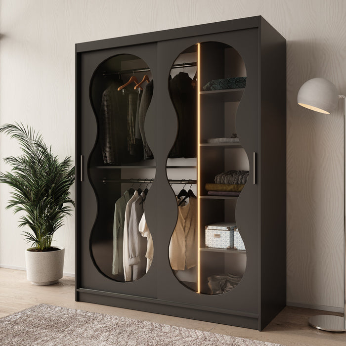 Meubella - Kledingkast Bunaro - Zwart - 150 cm