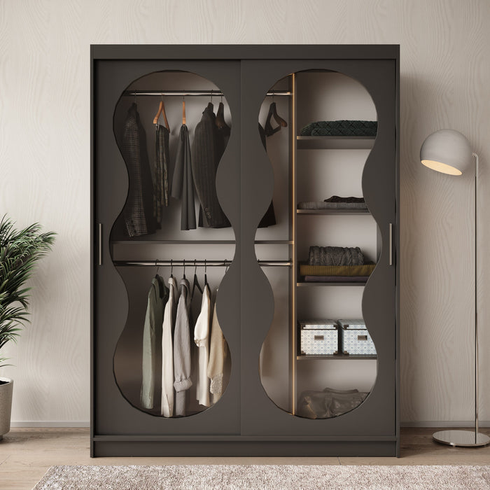 Meubella - Kledingkast Bunaro - Zwart - 150 cm