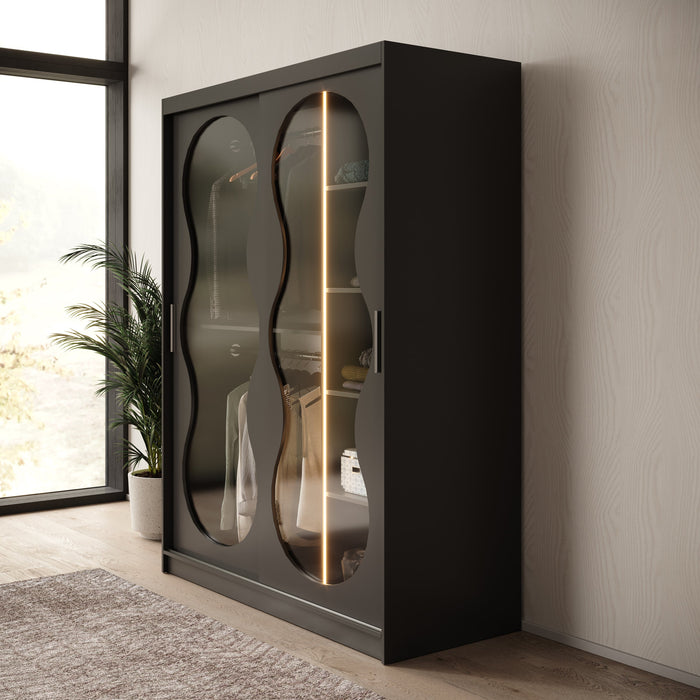 Meubella - Kledingkast Bunaro - Zwart - 150 cm