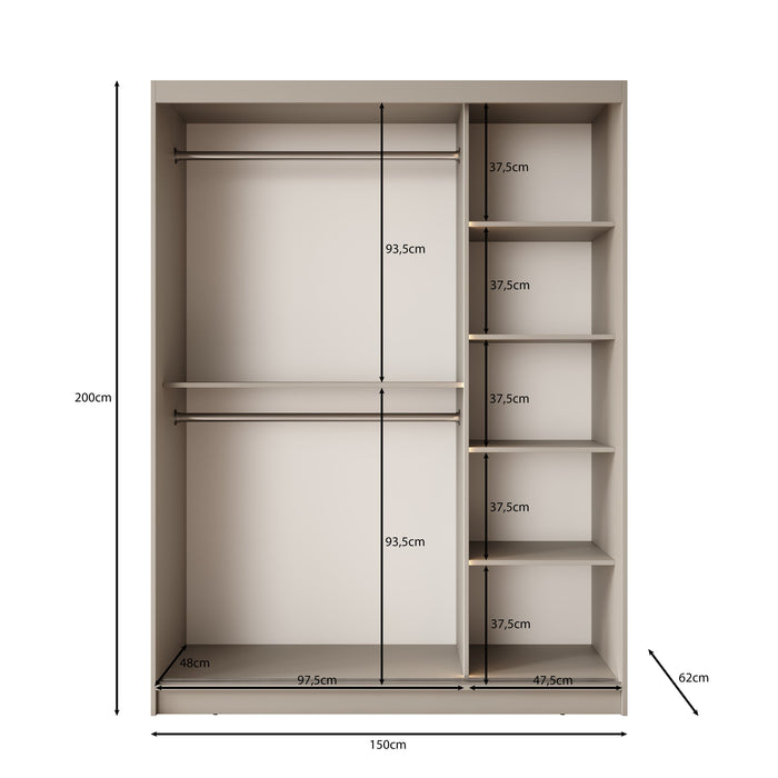 Meubella - Kledingkast Bunaro - Zwart - 150 cm