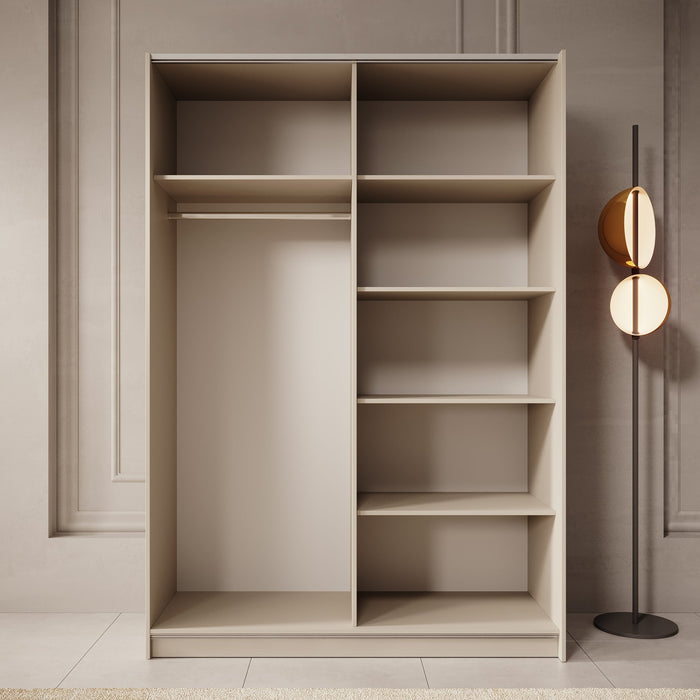 Meubella - Kledingkast Landon - Beige - 150 cm - Met spiegel