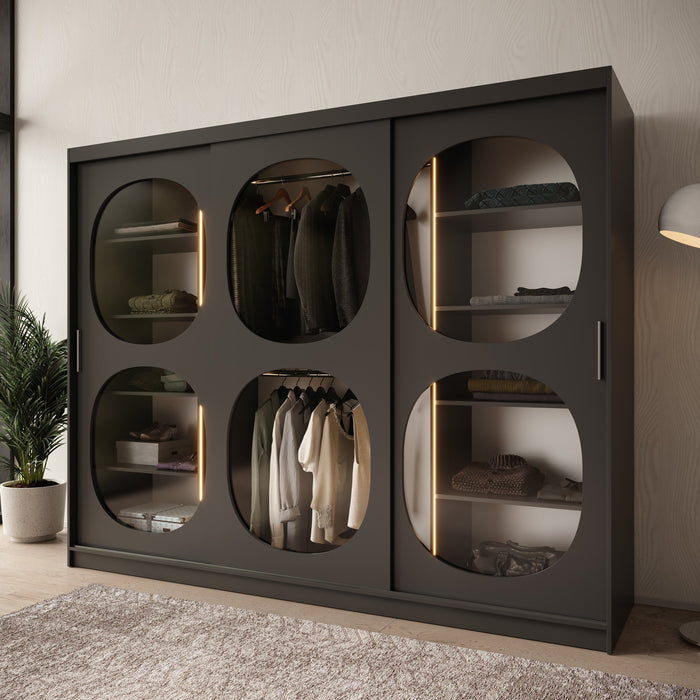 Meubella - Kledingkast Bravanti - Zwart - 250 cm