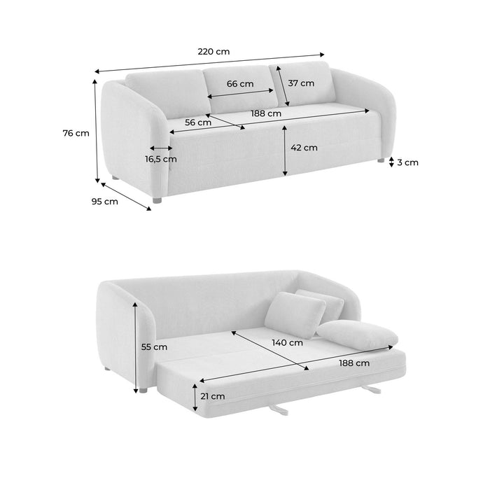 sweeek - Slaapbank 3 zitplaatsen chenille stof
