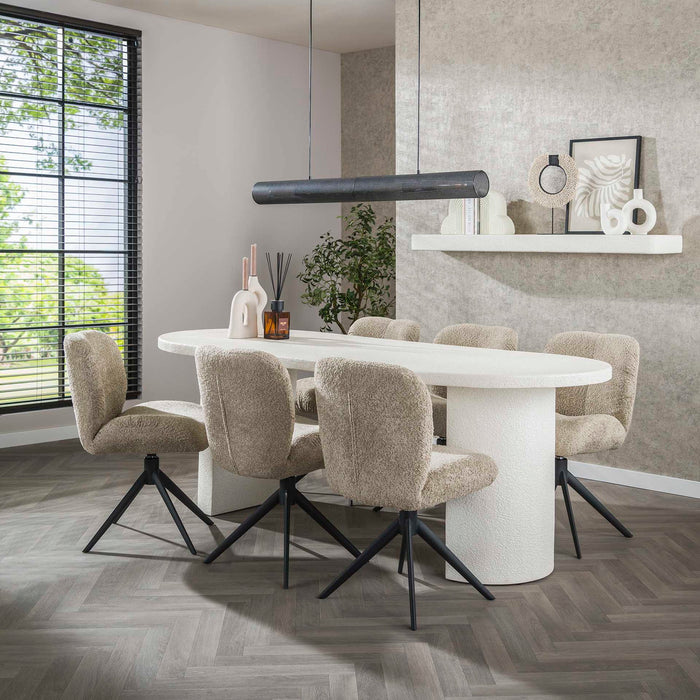 Giga Meubel - Eettafel Ovaal Wit Marmercomposiet - 215cm - Arch Stone