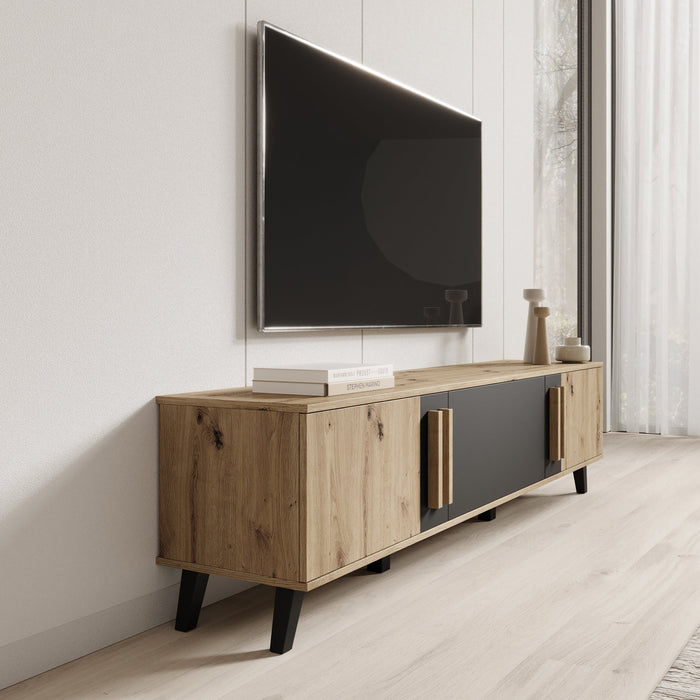Meubella - Hydra - TV-Meubel - Eiken|Zwart - 180 cm