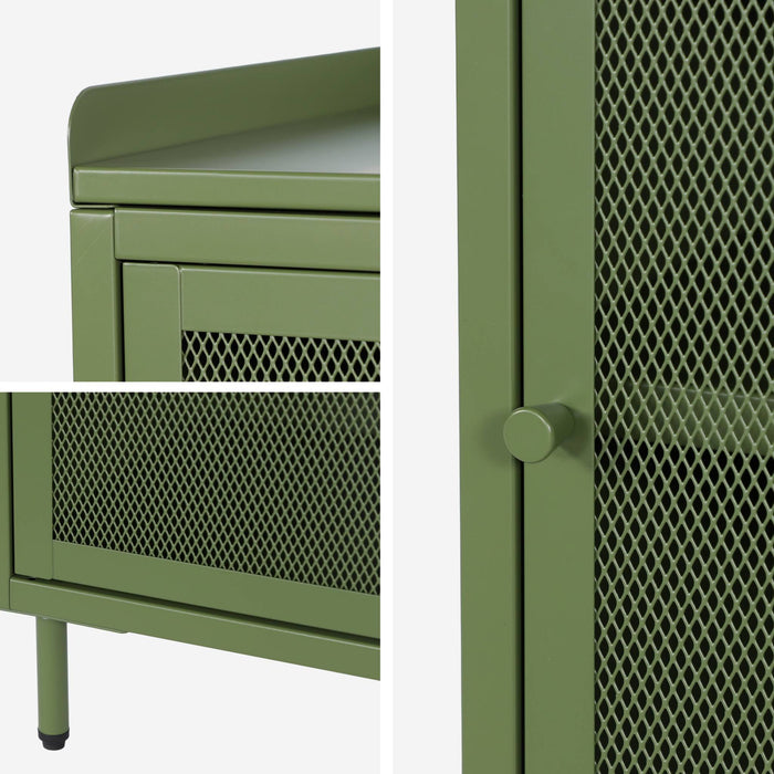 sweeek - Nachtkastjes met 1 deur, metaal, industrieel (set van 2)