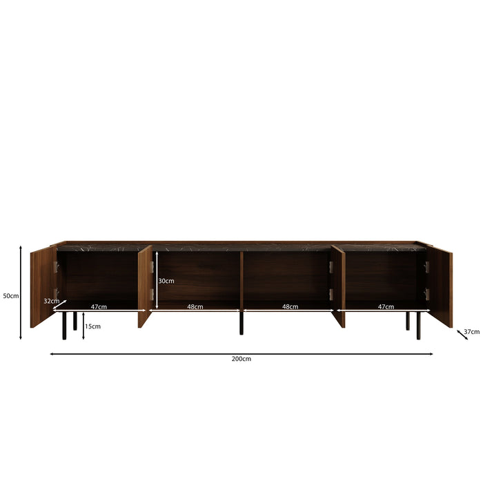 Meubella - Tahiti - TV-Meubel - Donker eiken - 200 cm