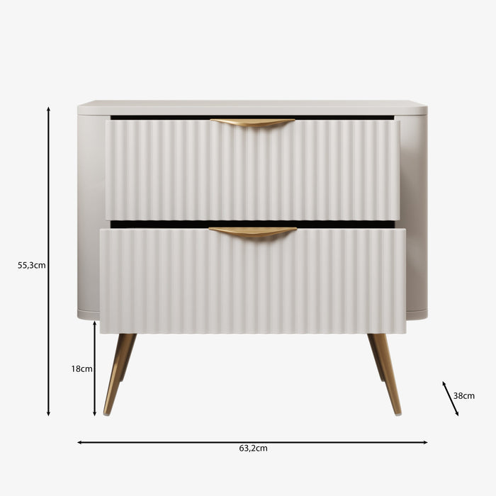 Meubella - Nachtkastje Lima - Wit - 63 cm