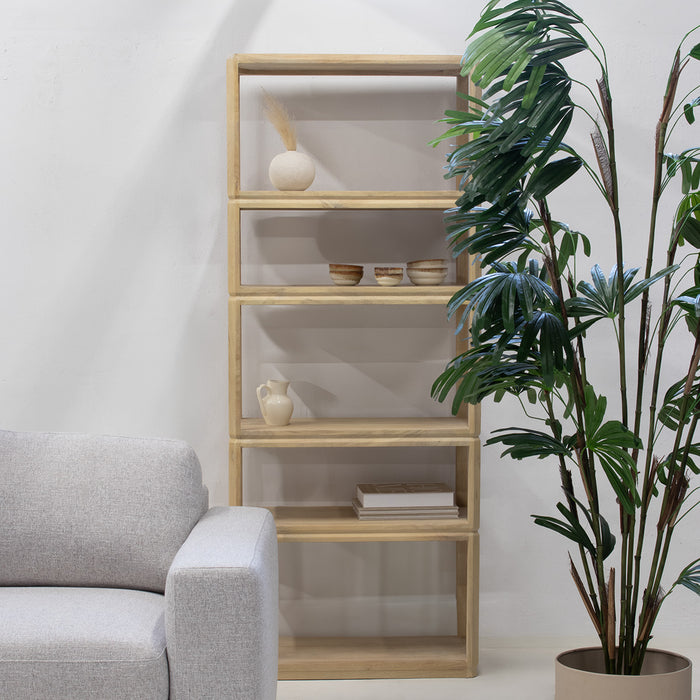 Giga Meubel - Boekenkast Naturel Mangohout - 80x40x200cm - Noëlle