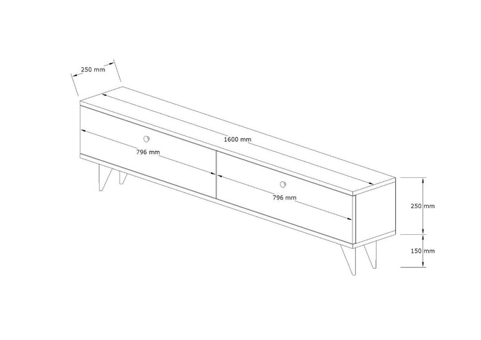 Giga Meubel - Tv-meubel Walnoot - 160x25x40cm - Paris