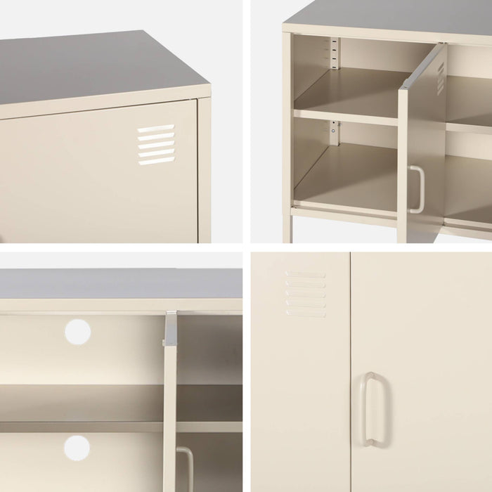 sweeek - Industriële tv-meubel metaal 3 deuren 120cm