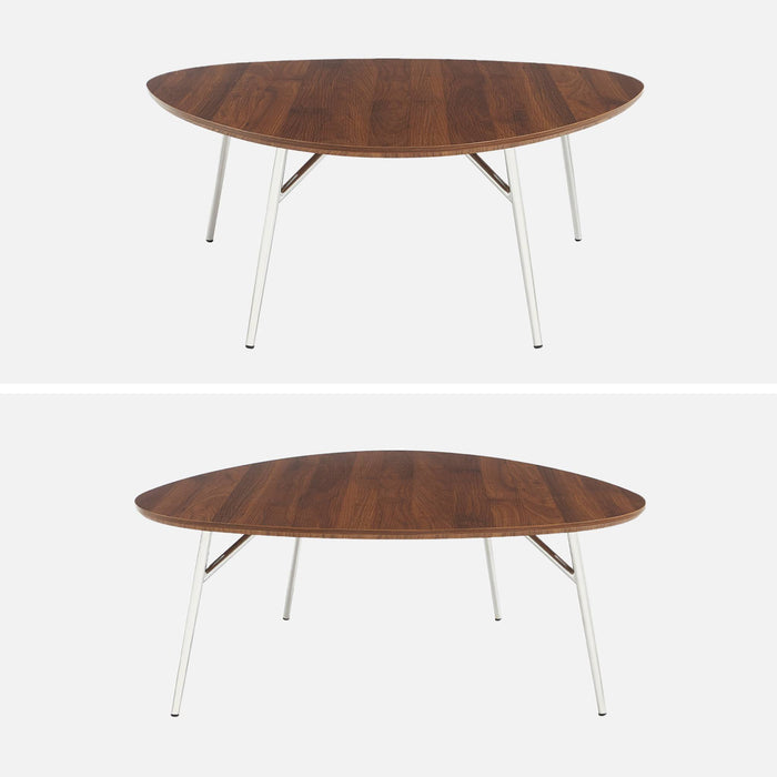 sweeek - Afgeronde driehoekige salontafel met houteffect en