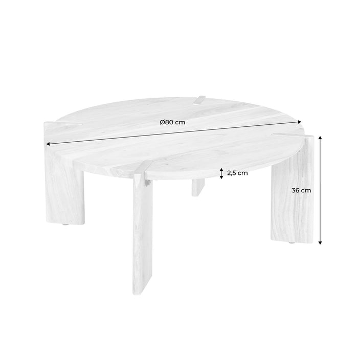 sweeek - Ronde salontafel in massief hout 80cm