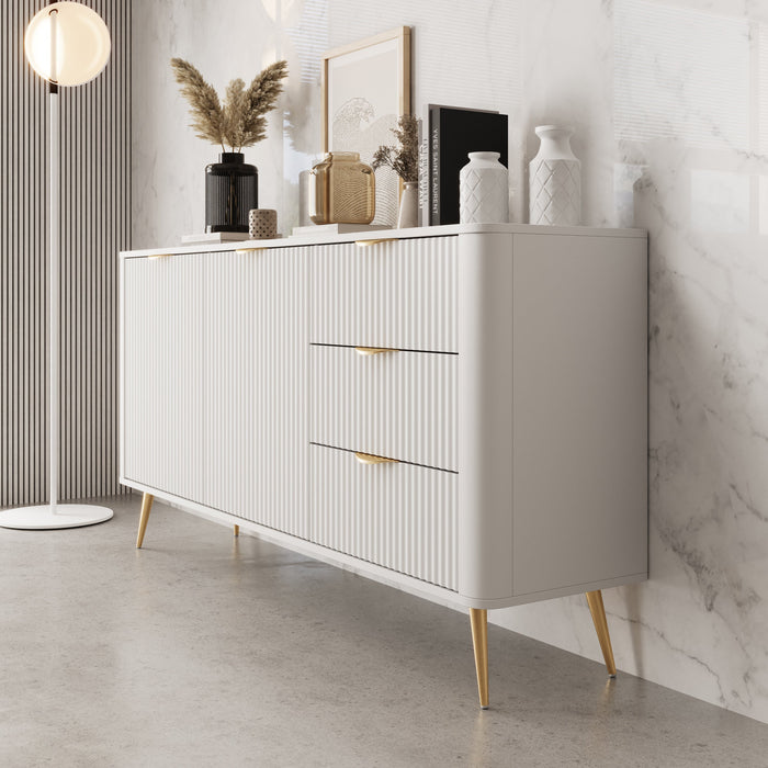 Meubella - Lima - Dressoir - Wit - 163 cm