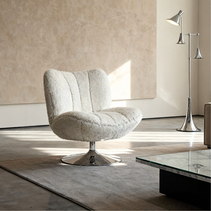 DÉJA Living - Draaifauteuil Beige|Chrome - 70x78x82cm - Morten