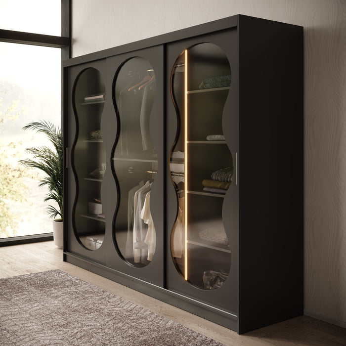 Meubella - Kledingkast Bunaro - Zwart - 250 cm