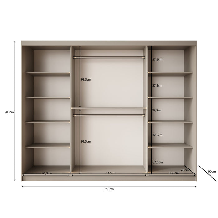 Meubella - Kledingkast Bunaro - Zwart - 250 cm