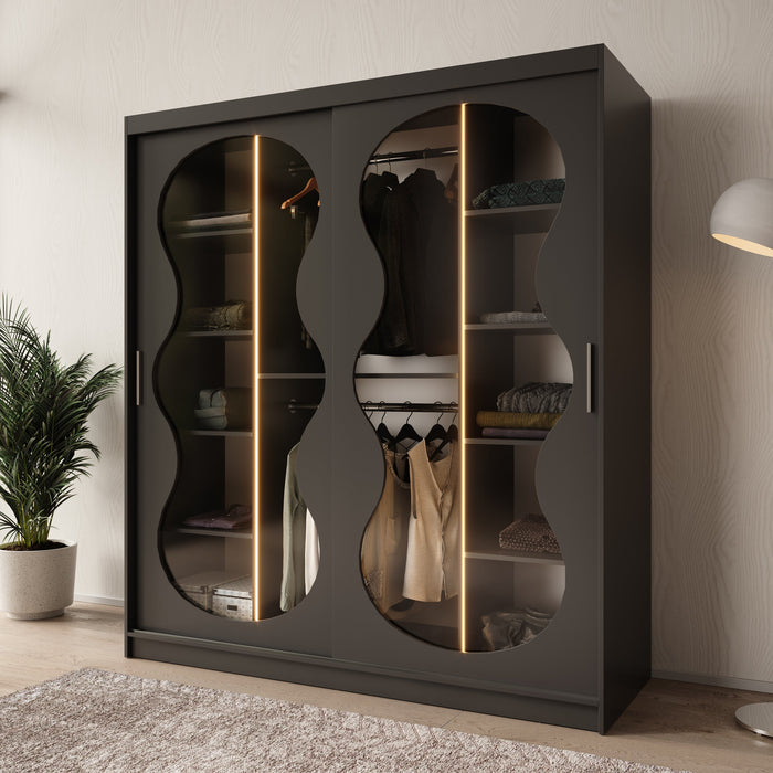 Meubella - Kledingkast Bunaro - Zwart - 180 cm