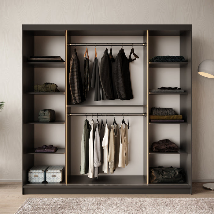 Meubella - Kledingkast Bunaro - Zwart - 200 cm