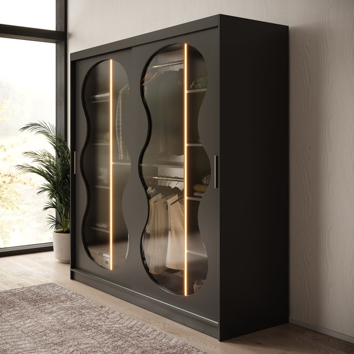 Meubella - Kledingkast Bunaro - Zwart - 200 cm