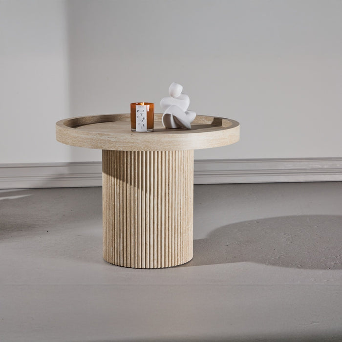 Fjôrd - Bijzettafel Beige Travertinlook - 60x60x45cm - Krille