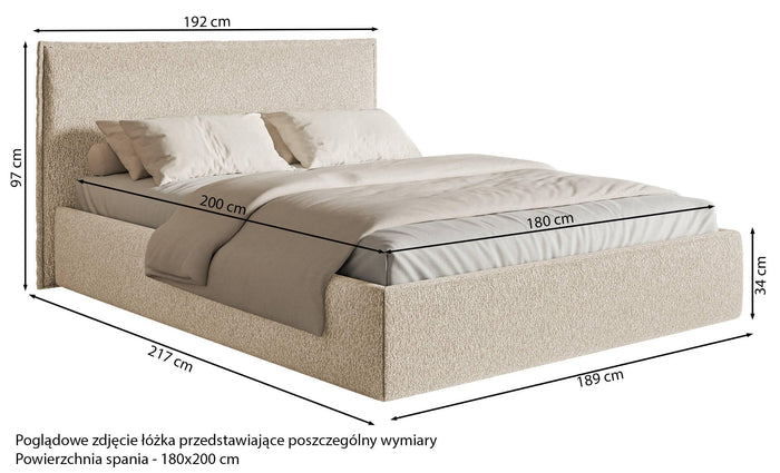 NADUVI Collection Bedframe Esmay chenille met opbergruimte 180 x 200