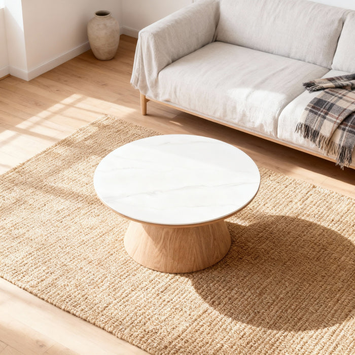 Giga Meubel - Salontafel Alba Naturel Keramisch 80cm Rond