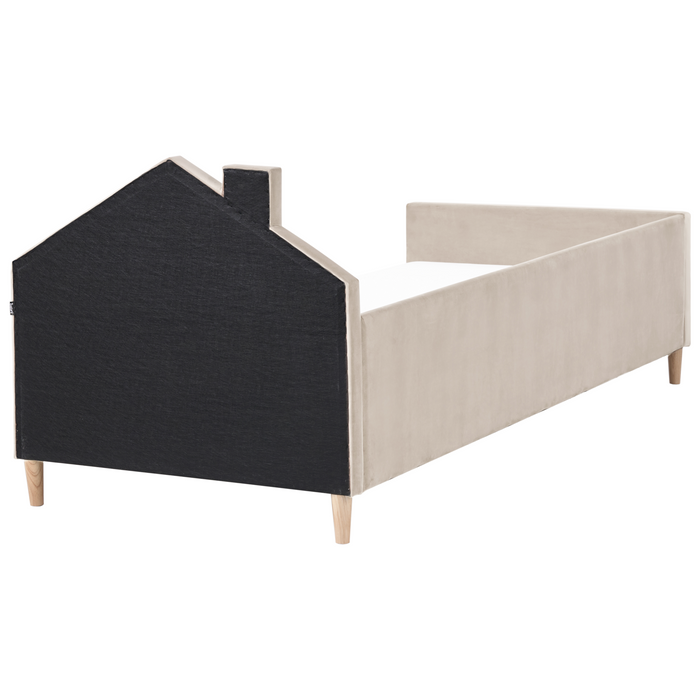 Beliani - KERVAN - Eenpersoonsbed - Taupe|Wit - 90 x 200 cm - Fluweel